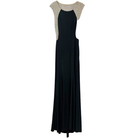 Xscape Black Gold Crystal Embellished Fit and Flare Evening Gown EUC, Size 2 - Picture 2 of 12